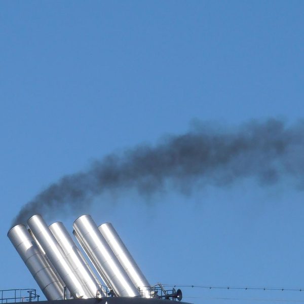 Exhaust plume from a ship's funnel